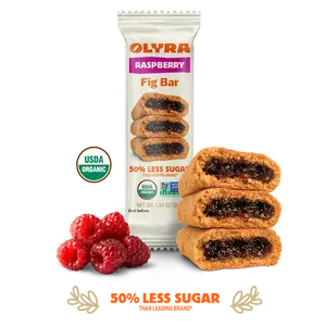 Olyra Raspberry Fig Bars - 4 Box Case - 20 Bars, Organic Fig Bars with Real Fruit, Low Sugar, Vegan Snacks