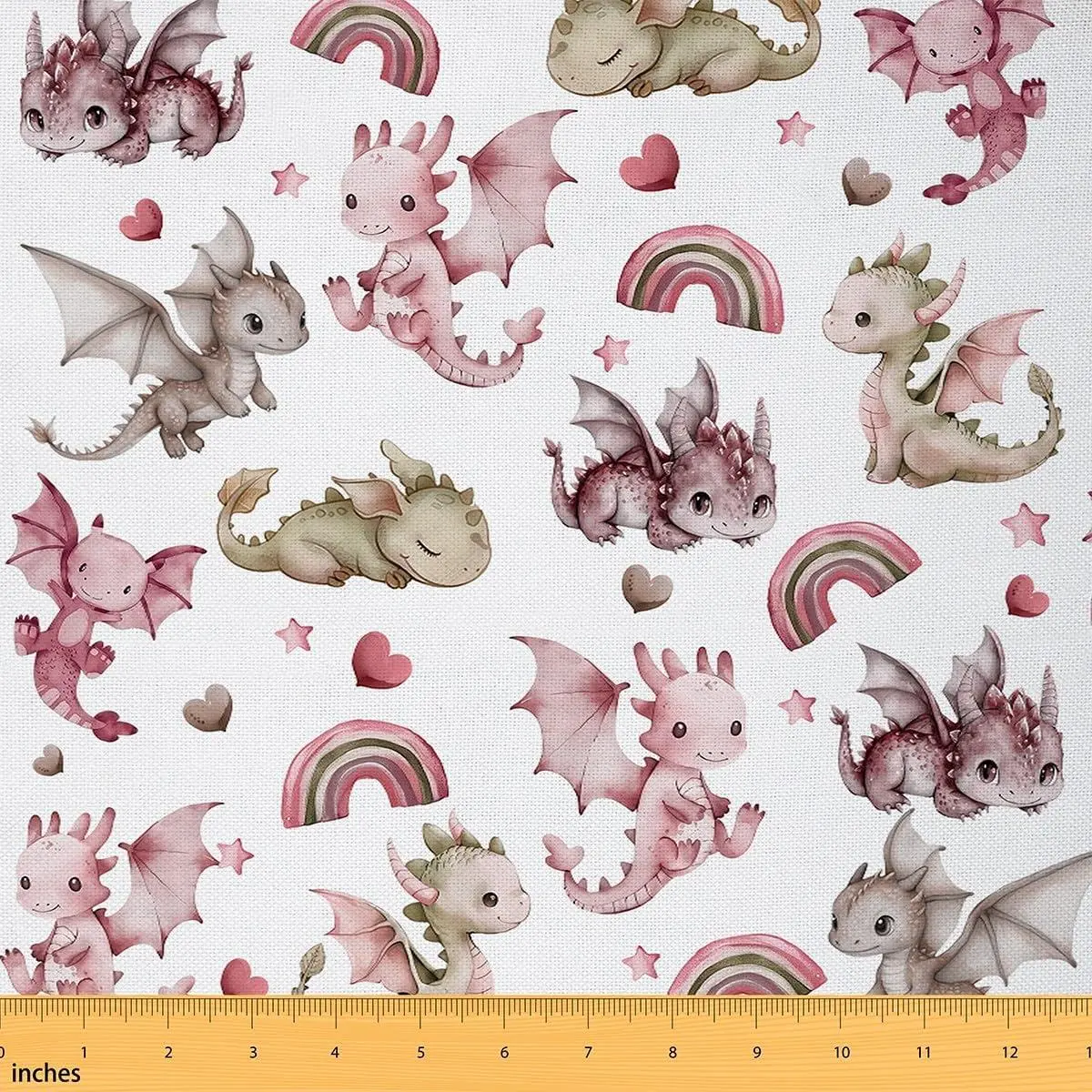 Cute Dragon Fabric Rainbow Pink Upholstery Fabric Chairs Theme Home DIY Projects,Indoor Decor Soft Flannel