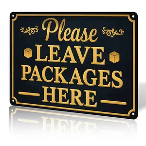 Decor Please Leave Packages Here Metal Aluminum Signs Package Signs For Delivery Box Package Delivery Boxes Please Leave Packages Here Signs For Outside Deliveries Decor 8x12 In