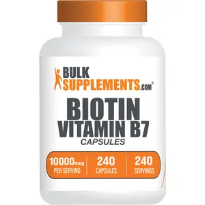 BulkSupplements - Biotin Vitamin B7 Capsules - Energy Production - Healthy Hair, Nails, & Skin - 240ct - 10000mcg per Serving