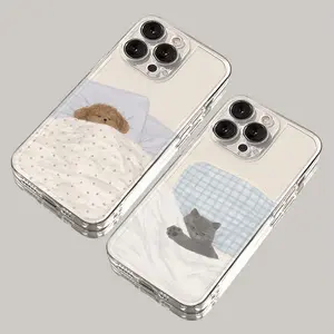 Sleeping Cat Phone Case For IPhone 17 16 15 11 12 14 13 Pro Max Max 15 Plus Cute Cartoon Animal Cell Phones Cover