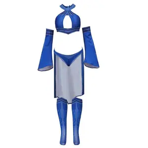 Kitana Cosplay Costume Women Kitana Sexy Blue Battle Suit