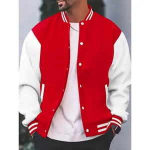 Mens Classic Varsity Jacket - Stylish  Up with Trendy Color Block - Comfortable Baseball Collar  Cardigan Sweater Hoodie Jumper slim fit casual  free button Men's Long Sleeve Henley Beach Shirts Linen Mandarin Collar Beach Shirt teenage alt boys