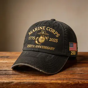 250th Fashion Retro Embroidery Baseball Cap Male Female Washed Duckbill Cap Casual Versatile Sun Protection Cap Father's Day Gift or Independence Day Gift