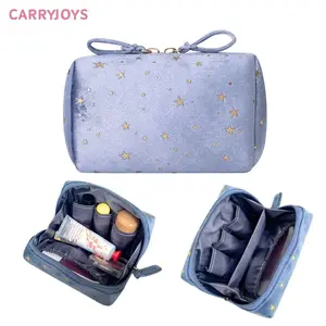Luxury velvet star makeup bag small mini touch-up commute cosmetic storage bag women cute large capacity with compartments vintage portable waterproof