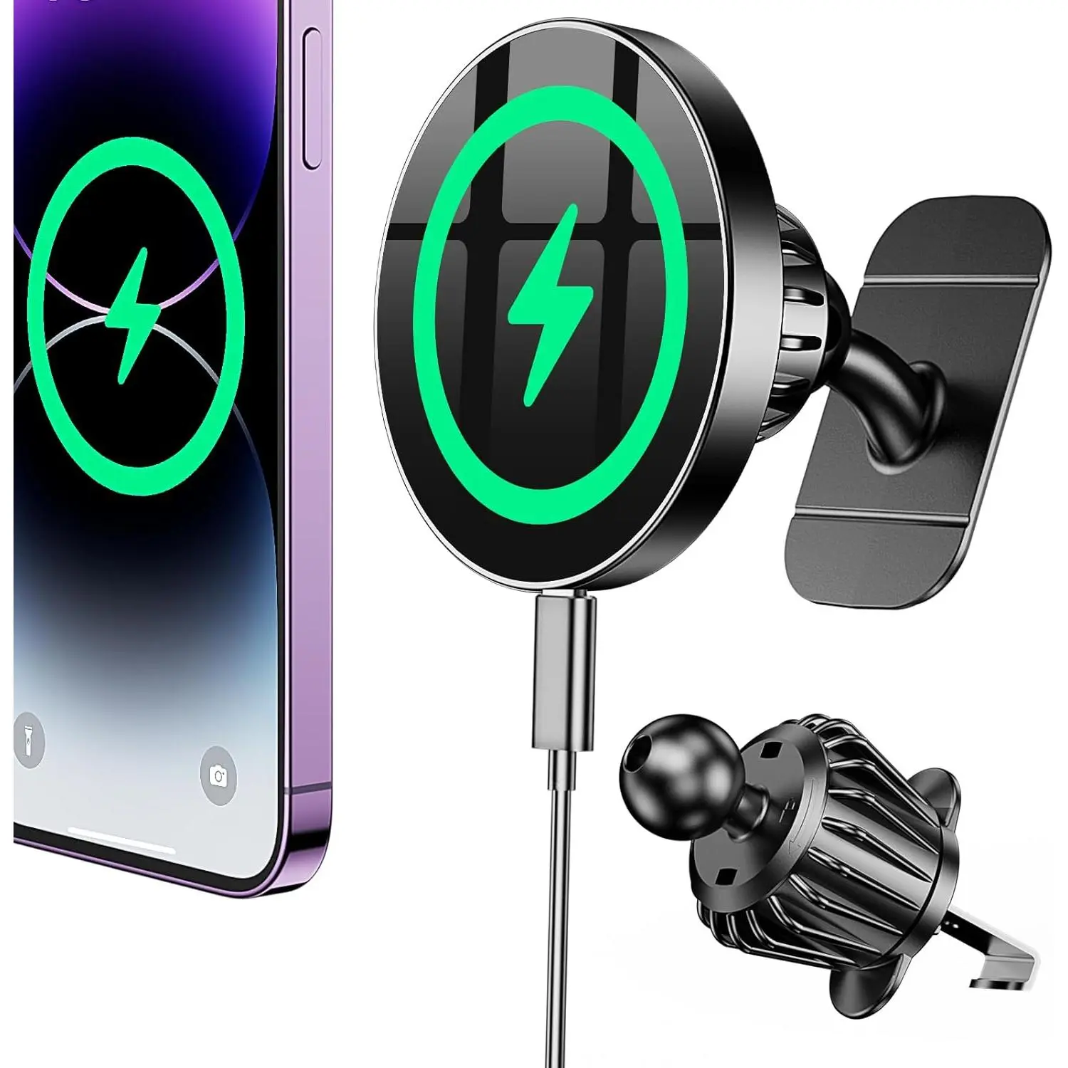for MagSafe Car Mount Charger[Stronger Magnets] iPhone Magnetic Wireless Car Charger[Dashboard+Vent] for Magsafe Charger Cell Phone Car Mount for iPhone 16 Pro Max 15 14 13 12 MagSafe Cases