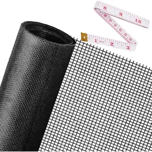 Replacement Window Screens, 48X118 Inch Durable Window Screen Mesh for Patio Porch Door Windows, DIY Adjustable Fiberglass Screen Repair Kit Sliding Net Roll Pet, Black by