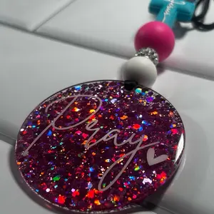 Candidly Car Charm - Pray Hot Pink & Teal car decor