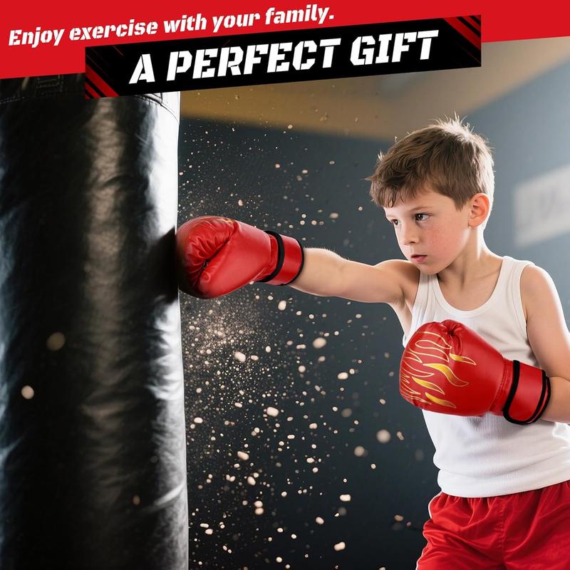 Boxing gloves, 4-in-1 Boxing Gloves and Punching Mitts Set for Boys & Girls, Kids Boxing Gloves Focus Pads with Hand Wraps, Boxing Reflex Ball, Boxing Equipment Set for MMA Karate Muay Thai, Boxing gloves for kids, Kids boxing gloves, Boxing gear