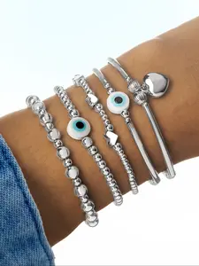 Evil Eye Design Bracelet Set, Fashionable Jewelry for Women & Girls, Casual Trendy Accessories for Party and Daily Life