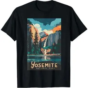 Retro Yosemite California National Park Tunnel View Trails T-Shirt