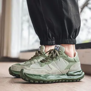 UYCEKK Men'S Low-Top Breathable Running Sneakers - Hong Kong Style Minimalist Sneakers with Cushioned EVA Insole & Arch Support, Arch Cushioning Technology, Durable Rubber Sole - Lightweight Gym, Travel & Everyday Shoes for Men (Green/) - Spring Summer 2