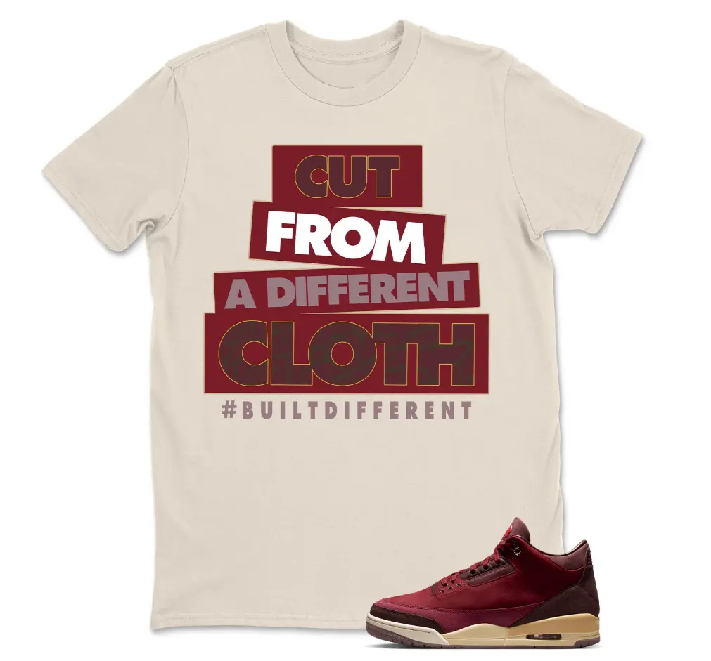 Cut From Shirt to Match Burgundy 3, Team Red Graphic T-Shirt, Sneaker Matching Outfit Tee, Cotton Unisex Graphic T-Shirt