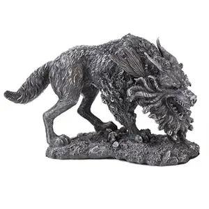 Norse Fenrir Werewolf Sculpture Fierce Mythical Wolf Figure Viking and Fantasy Decor 8.25 inch