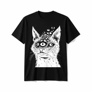 Weirdcore Cat Grunge Alt Harakuju Trippy Creepy Horror Goth T-Shirt