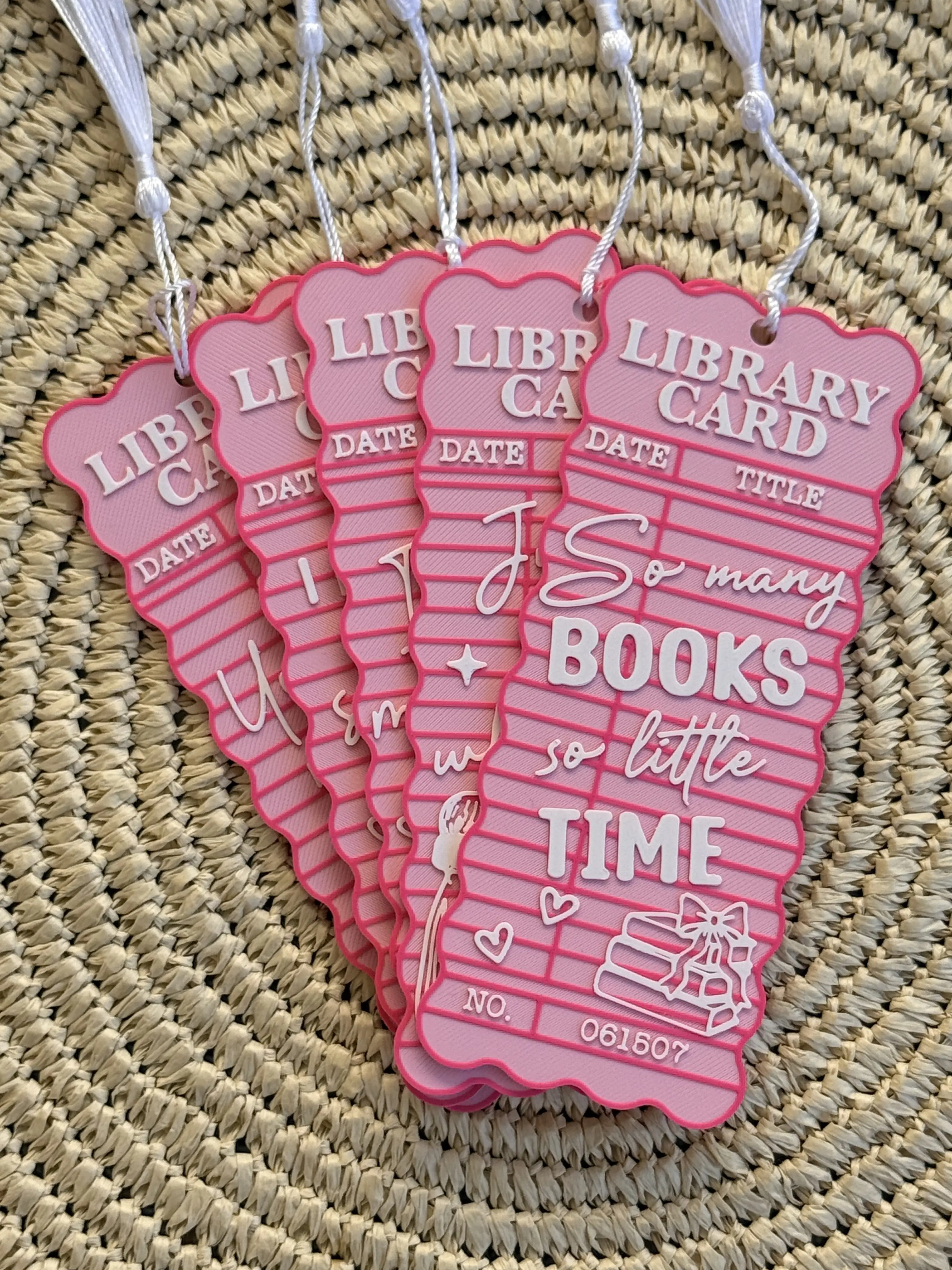 3D Printed Library Card Bookmark with Tassel, Cute Book Lover Gift, Funny Reading Accessory