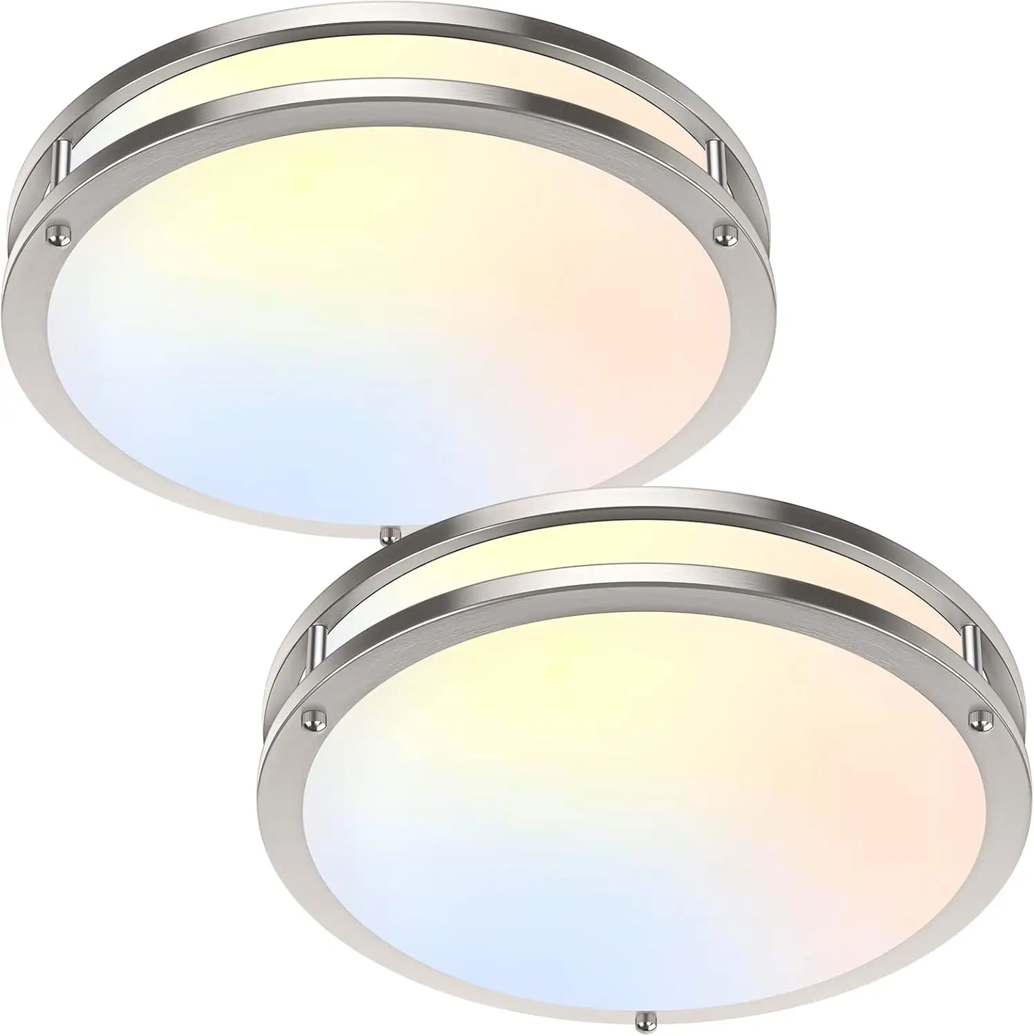 36W LED Ceiling Lights 3600lm Super Bright, Flush Mount Light Fixtures| Dimmable, 6500K/5000K/4000K/3000K/2700K Adjusted Modern Ceiling Lights 2PACK, 13in Ceiling Lamps for Bedroom Kitchen, Nickle