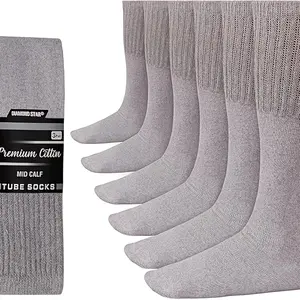 6 Pairs of Men's Thickened Sports Over-the-Knee Socks - Elastic Support, Anti-Slip Design, All-Day Comfort - Suitable for Fitness, Running, Hiking, and Casual Wear - Available in Plus and Tall Sizes - High-Quality Fabric
