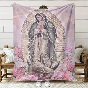 JOOCAR Virgin Mary Print Blanket Soft and Warm Suitable for Home Sofa Bed Office Outdoor Camping