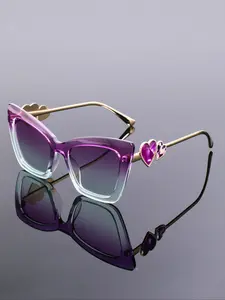 New Cat Eye Fashion Glasses, Unique Heart Decorations, Elegant Style, Women's Party Daily Wear Decoration Eyewear, Heart Sunglasses