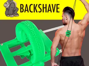 BackShave Men's Back Shaver / Maintainer Plastic Razor w/ SS Cartridges Silky Smooth Comfort