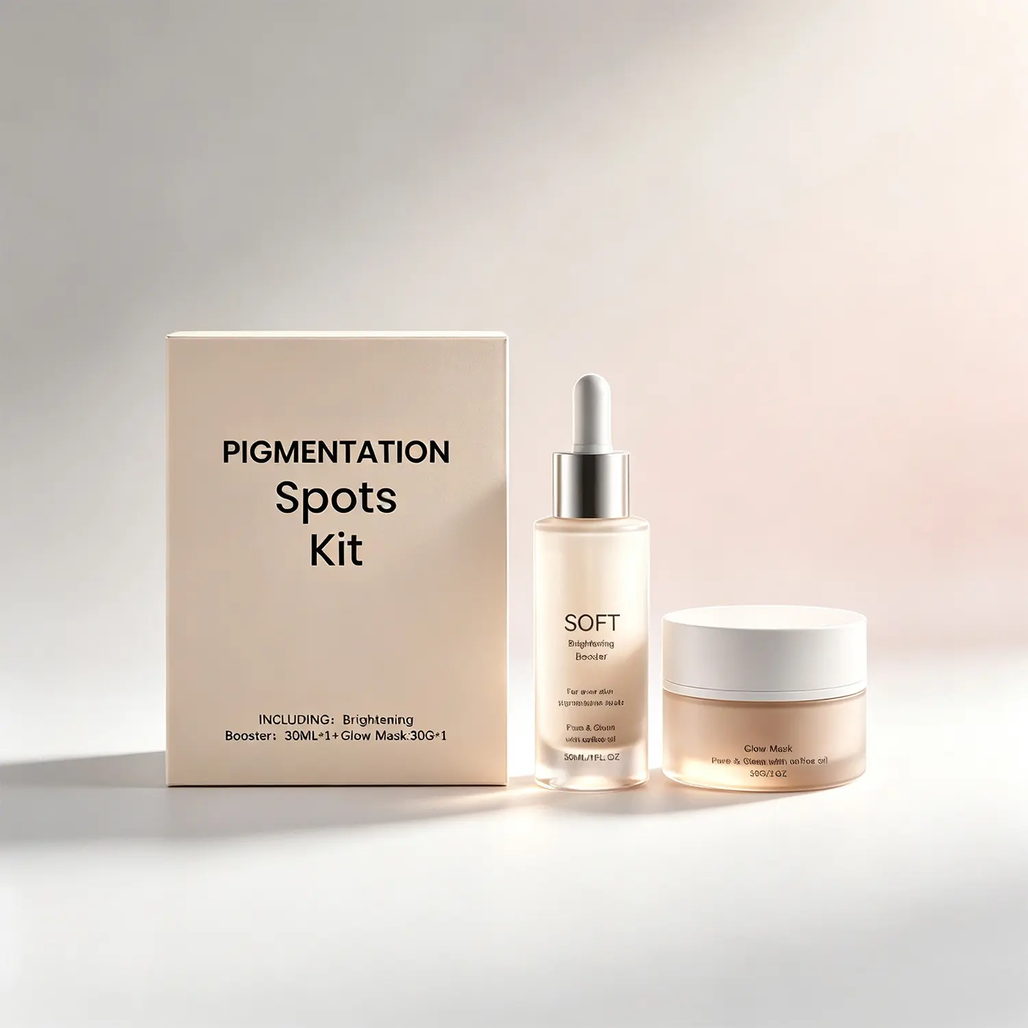 Hydrating Brightening Skincare Kit with Booster & Mask – Moisturizing Refining Face Care Set for Radiant Glowing Skin, Daily Treatment 30ml+30g