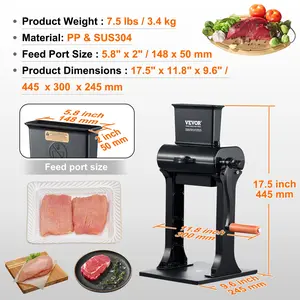 VEVOR Commercial Meat Tenderizer, Heavy Duty Stainless Steel Meat Tenderizer Machine, Quick and Easy Manual Operation Kitchen Tool, 5.8 Feed Port for Beef, Turkey, Chicken, Pork, Steak, and Fish