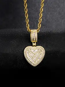 ICED CHICS Heart Shaped Hip Hop Necklace, High End Necklace, Twisted Chain Design, Perfect Gift, Ideal Accessory for Important Occasions, Dating, Anniversary Necklace