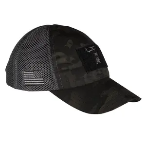 Nine Line Dark Camo Mesh Back Hat with Dropline Logo - Adjustable Trucker Baseball Cap - Embroidered American Flag - Unisex hat - USA Made