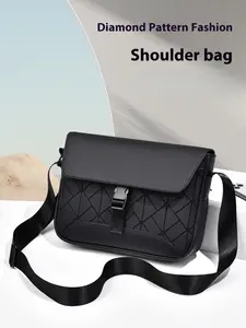 Men's Fashion Diamond Pattern Shoulder Bag, Stylish Crossbody Satchel for Daily Use, Trendy Accessory for Casual