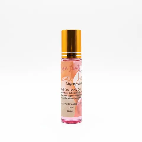 Mon Tresor Beauty Marshmallow Creme Moisturizing Body Oil - 10 ML Travel Size, Vanilla & White Chocolate Aroma, Alcohol-Free, 6-Month Signature Scent, Hydrating Body Oils Moisturizer Cosmetic Skin Product for Adult Dryness Relief & Soft Skin