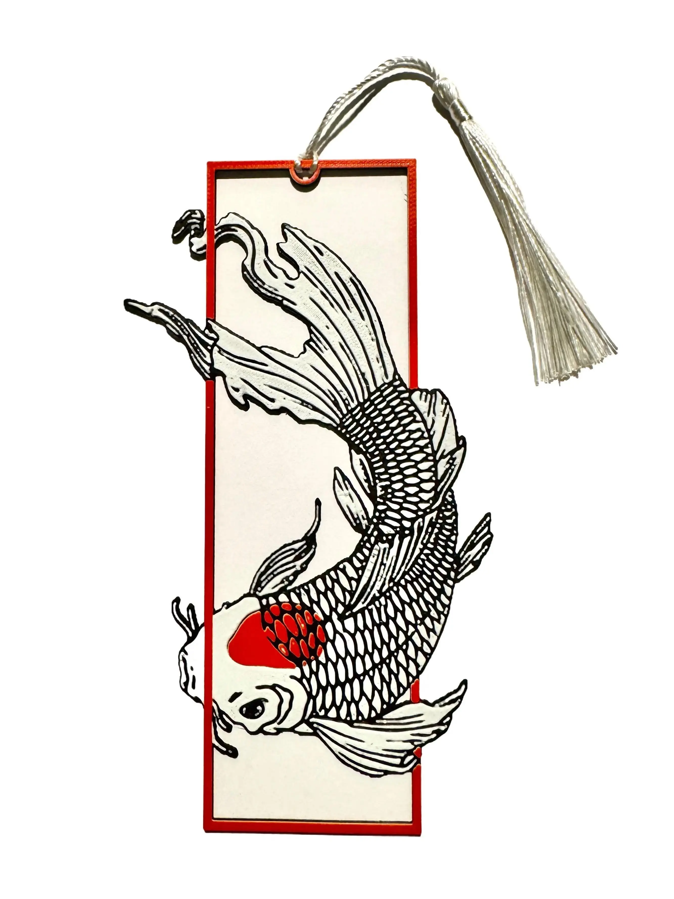 Tancho Koi Bookmark - 3D Printed Japanese Fish Design, Minimalist Red & White, Symbol of Luck & Strength