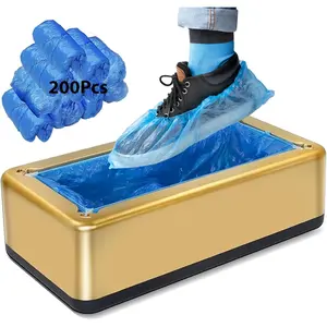 Automatic Shoe Cover Dispenser Machine, Shoe Cover Machine Containing 200 Packs(100Pair) of Disposable Shoe Covers, Suitable for Shoes from 15 Women/13 Men, Shoe Cover Protect Floor for House (Gold) No brand