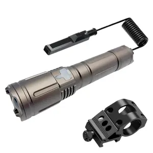 Color Tan 2000 Lumen Rechargeable Picatinny Multi-Function Flashlight with Adjustable Focus & Pressure Switch IPX7 Waterproof 4 Modes for Hunting and Outdoor Activities
