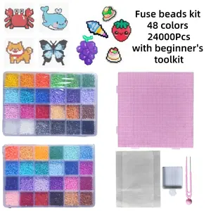 2.6mm Mini Fuse Beads Kit, 48Colors, 24000Pcs, with beginner's Toolkit, Perfect Gifts for Christmas