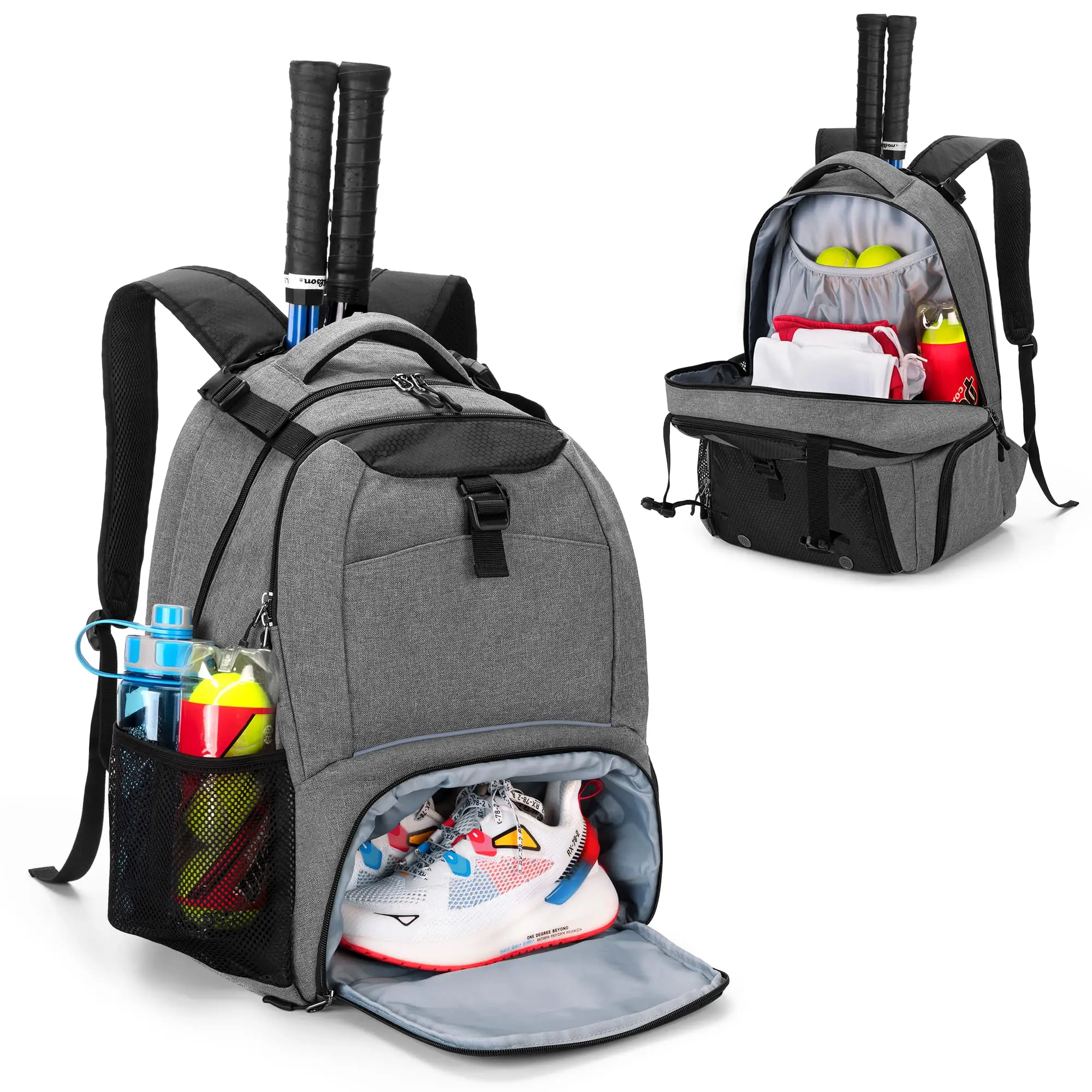 Tennis Backpack For 2 Rackets  Bag With Separate Ventilated Shoe Space Tennis/pickleball/badminton/squash Racquet And Accessories