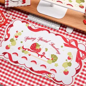 GeekShare Spring Strawberry Mouse Pads - Large Non-Slip Rubber Base Desk Mat for Keyboard and Mouse, Perfect for Gaming, Writing, Home Office Work