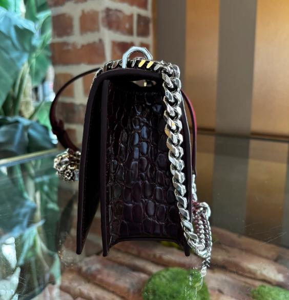 Pre-owned Alexander McQueen embossed leather Shoulder Bags Crystal Skull Shoulder Bag