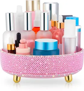 Bling Perfume Makeup Organizer Rhinestone Bathroom Organizers and Storage 360 Rotating Makeup Organizer for Countertop Women Girls Essentials(,)