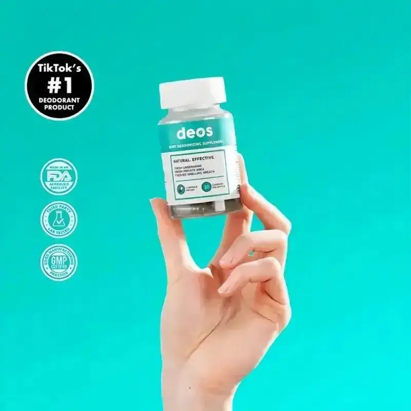 DEOS Internal Deodorant Supplement - Natural Chlorophyll Pills for Healthcare, Gut Health, Skin Health & Detox Support - Full Body Odor Control - 30 Capsules