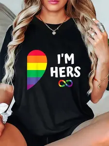 100% Cotton Im Hers Shes Mine Matching For Pride Lesbian Couples LGBTQ T-Shirt
