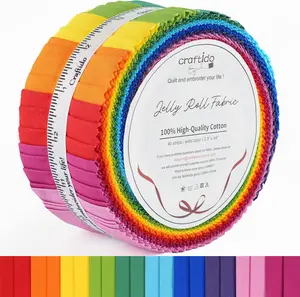 Craftido 100% Cotton Jelly Roll Fabric 40 Strips 2.5" x 44" Precut for Quilting Sewing Crafting Home Decor Rainbow Colors Mothers Day Gift tiktokshopspringglowup