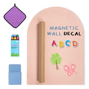 Magnetic Arch Wall Decal, Magnetic Chalkboard for Wall 44" H x 32" W Adhesive Backing Wallpaper for Playroom (Camel Blush)