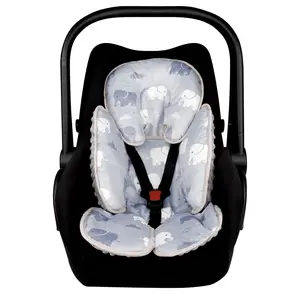 Infant Car Seat Head Support, Soft Baby Carseat Head & Body Support, Grey Elephant Baby Car Seat Insert Cushion for Newborn Boys