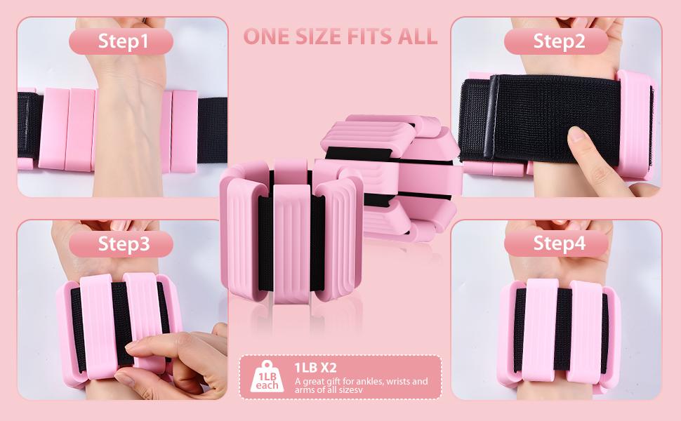 Silicone Wrist Bangles,Adjustable Wrist Weighted Bracelet，Wrist Weights, Adjustable Wearable Wrist Ankle Weights for Women/Men, Silicone Wrist Bangles for Walking, Yoga, Pilates, and Gym, Arm & Leg Workout, 1lb*2pcs,Mother's Day Gifts