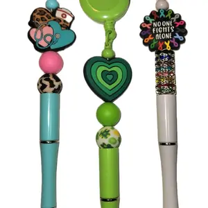 Retractable Ink Pens with Customizable Beads Choose Your Own Beads and Make a Statement Unique Design for Personalization