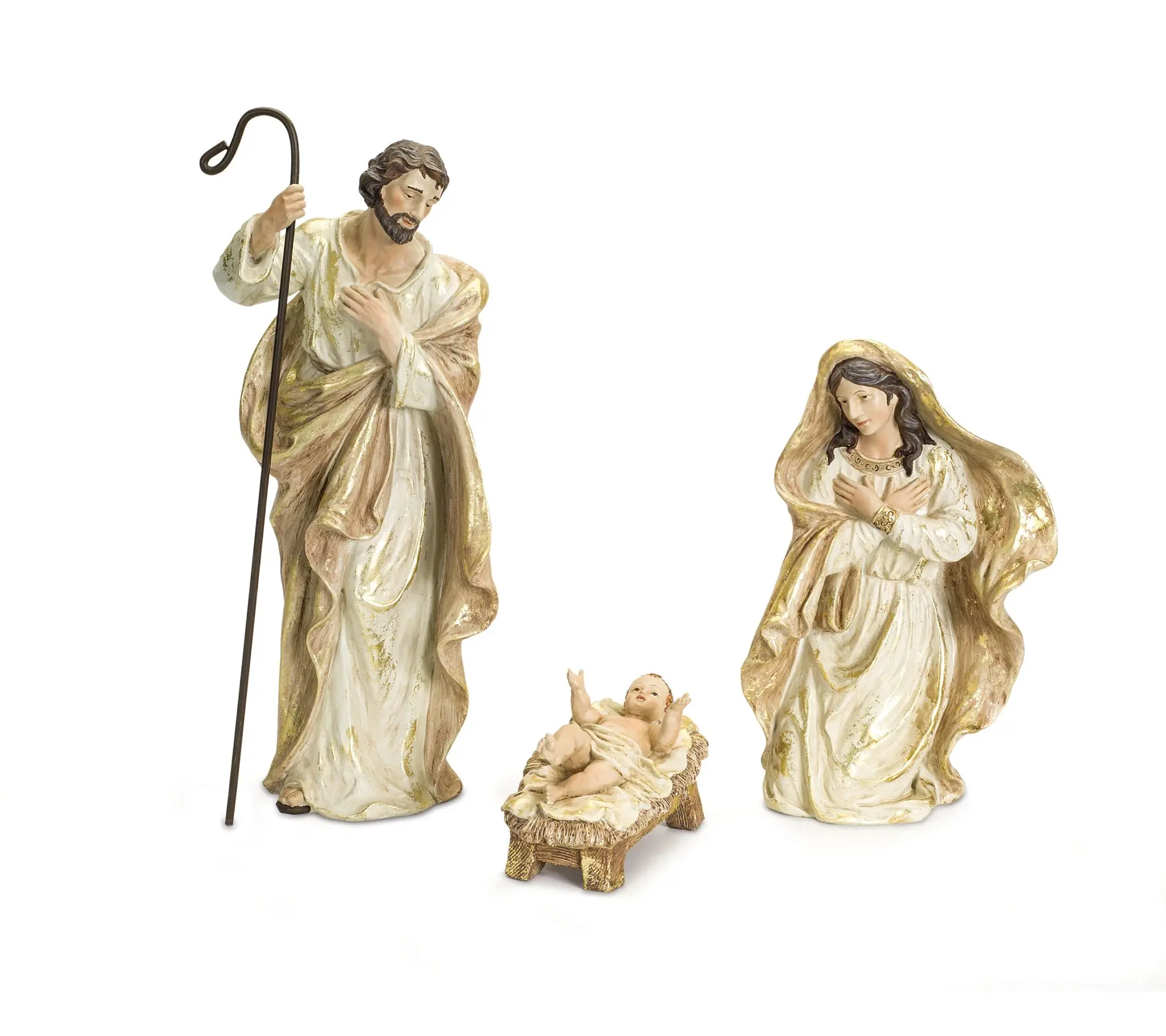 Melrose Nativity Holy Family Figurines w/Gold Accents (S/3) Melrose Nativity Holy Family Figurines w/Gold Accents (S/3)