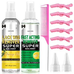 Tape in Extension Hair Glue Remover Spray - Wig Extensions Fast Acting Two Steps System Remover - Tape in Hair Extensions Removes Wig Glue & Tape & Residue - Hair Comb Rat Tail Comb Hair Clips Set