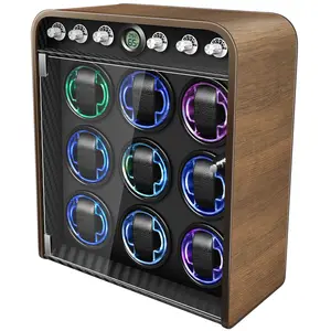 Watch Winder for Automatic Watches, Watch Winders Box 9 Slot for Rolex,Silent Motor, 4 Rotation Mode Setting,Built-in led Lights,Gift for Man