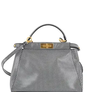 Pre-owned FENDI Leather Shoulder Bags Peekaboo Bag Check Print Regular by Rebag